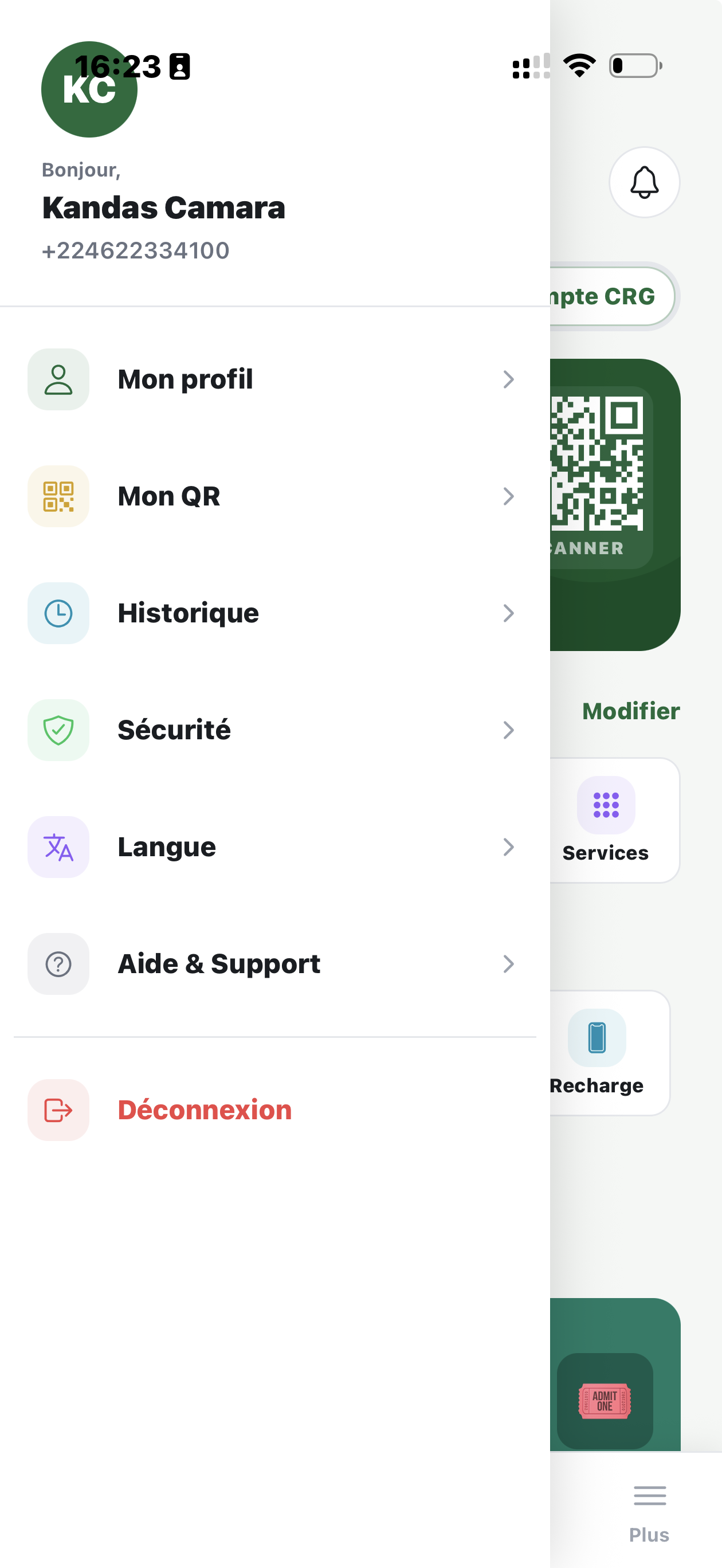 Menu personnalisé